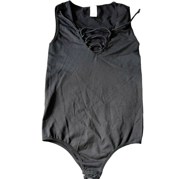 Prime Cut Tops - Prime Cut Bodysuit Womens One Size Black Sleeveless V-Neck